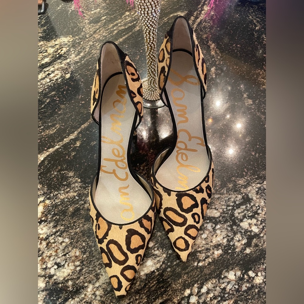 Sam Edelman Tan and Black Leopard Heels
